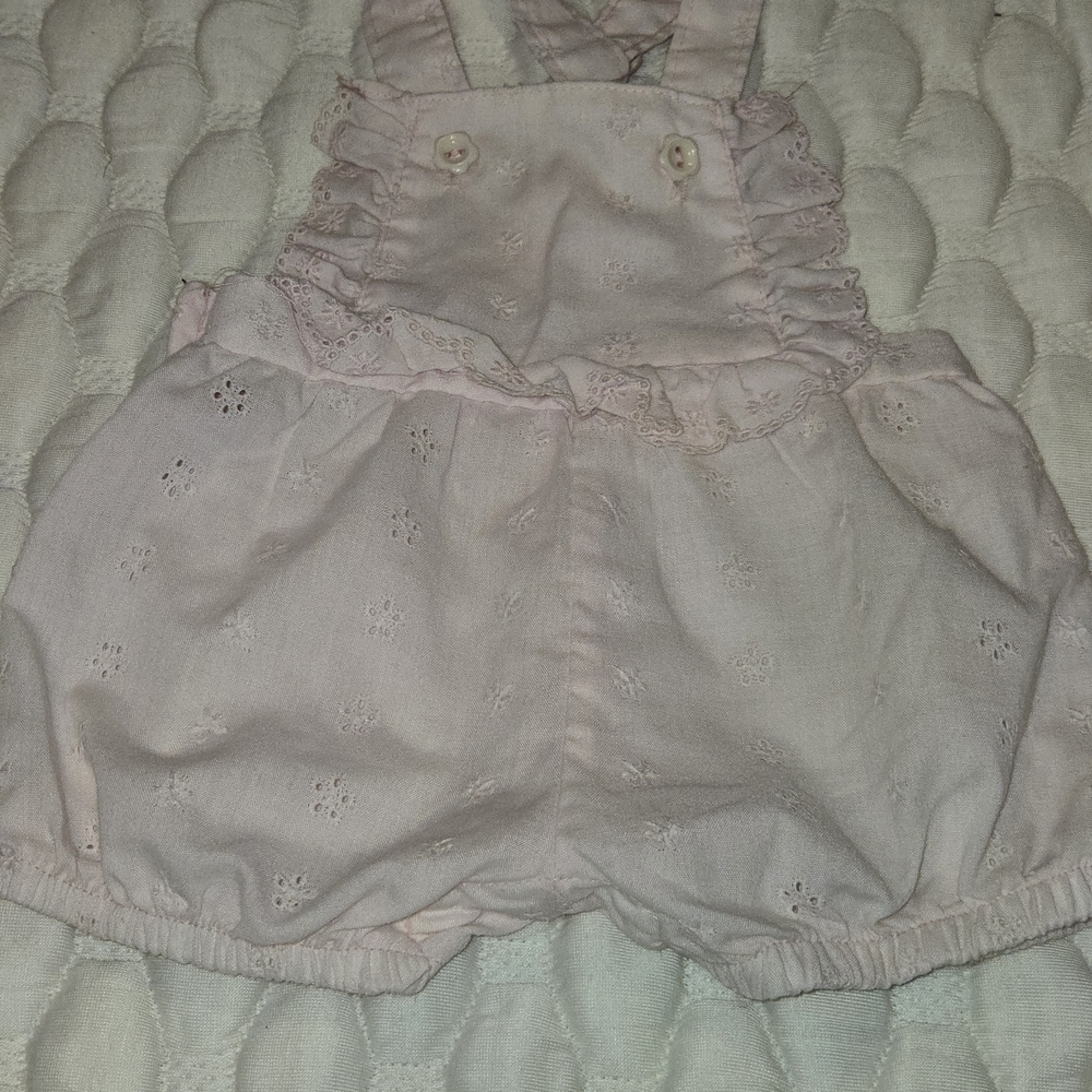 Healthtex Permanent Press Vintage Baby Girl One-Piece Romper Pink Lacey Look 6m